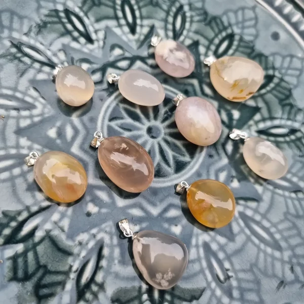 Bloem Agaat edelsteenhanger 925 sterling zilveren haakje